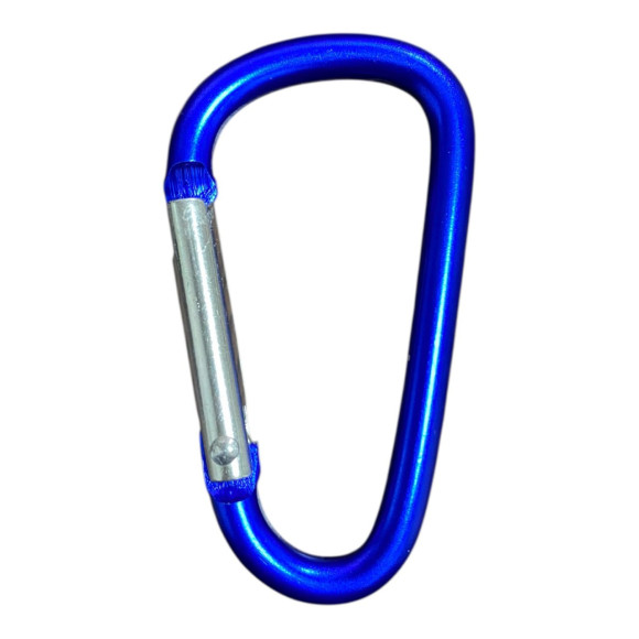 Сувенірний алюмінієвий карабін синій 32*57 для ключів на застібці без фіксатора