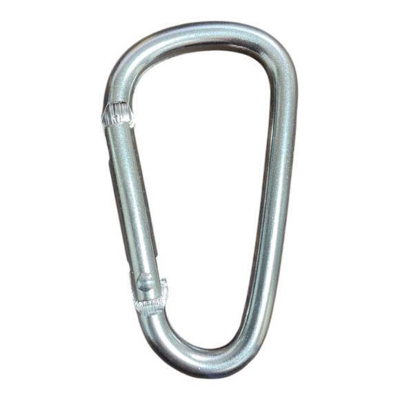 Сувенірний алюмінієвий карабін срібний 32*57 для ключів на застібці без фіксатора