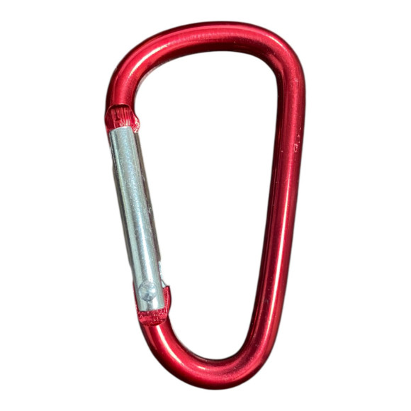 Сувенірний алюмінієвий карабін червоний 32*57 для ключів на застібці без фіксатора