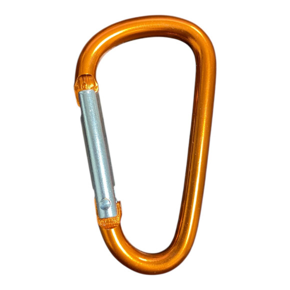 Сувенірний алюмінієвий карабін помаранчевий 32*57 для ключів на застібці без фіксатора