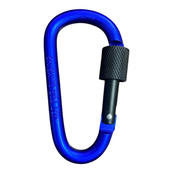 Сувенірний алюмінієвий карабін синій 40*77 для ключів на застібці з фіксатором