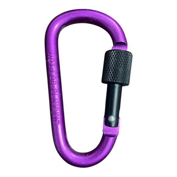 Сувенірний алюмінієвий карабін фіолетовий 40*77 для ключів на застібці з фіксатором