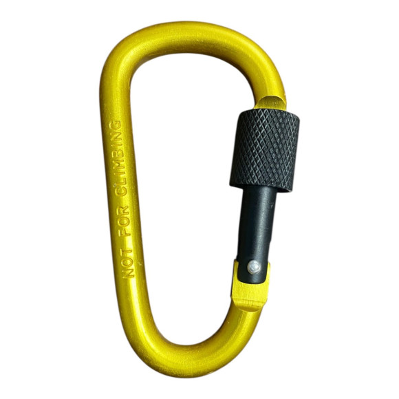 Сувенірний алюмінієвий карабін жовтий 40*77 для ключів на застібці з фіксатором