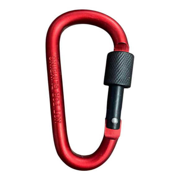 Сувенірний алюмінієвий карабін червоний 40*77 для ключів на застібці з фіксатором