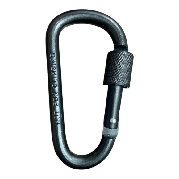 Сувенірний алюмінієвий карабін чорний 40*77 для ключів на застібці з фіксатором