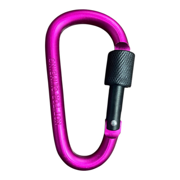 Сувенірний алюмінієвий карабін рожевий 40*77 для ключів на застібці з фіксатором