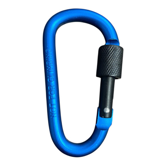 Сувенірний алюмінієвий карабін блакитний 40*77 для ключів на застібці з фіксатором