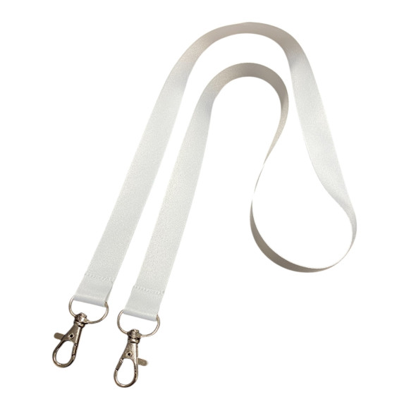 Шнурок для бейджа білий 20 мм 2 карабіни