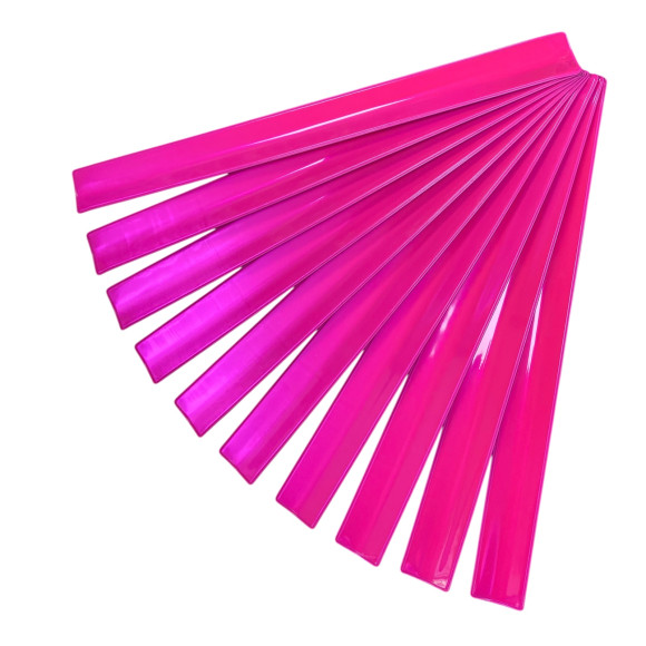 Светоотражающие браслеты 30*300мм комплект 10 шт розовые